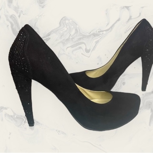 George Shoes - George black high heels with black rhinestones. Size 8